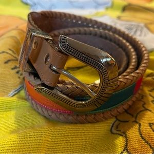 Leather Colorblock Belt